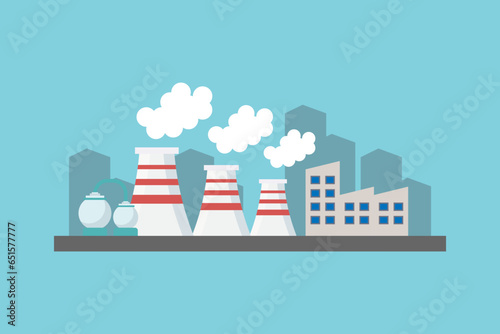 Vector Power Plant Illustration. Factory with pipes.