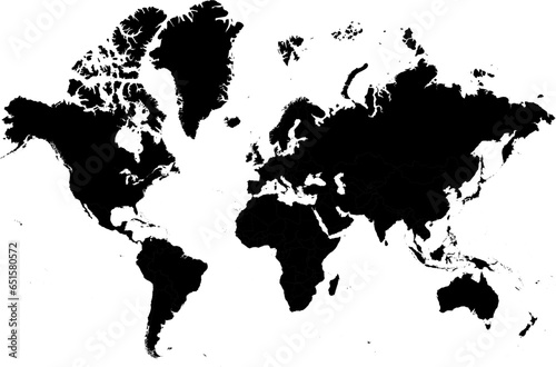World map black and white scalable vector graphics