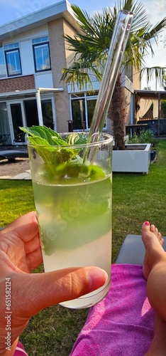 Delicious cocktail in the backgarden