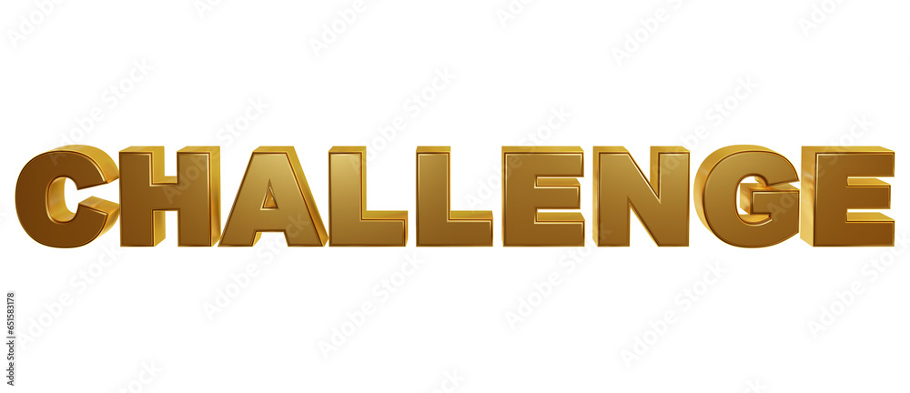 CHALLENGE - luxury golden 3d text on transparent background. Realistic ...