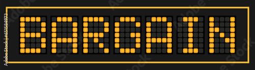 Orange color led banner in word bargain on black background