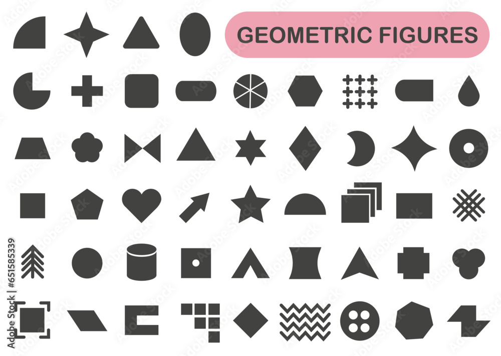 Silhouettes of abstract geometric shapes, different shapes in black. Silhouettes of abstract geometric shapes, different shapes in black.