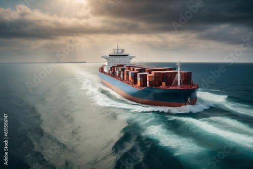 Cargo tanker sailing on the sea. Freight Transportation, Shipping transportation from Ukraine. The concept of breaking the naval blockade in the Black Sea