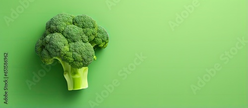 Green vegetable isolated pastel background Copy space
