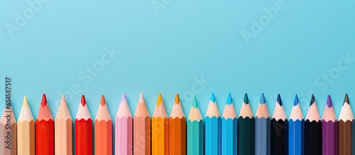 Gorgeous vibrant pencils isolated pastel background Copy space