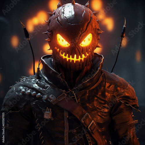 Scary Cyberpunk Horror Halloween Monster