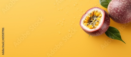 Maracuya passionfruit isolated pastel background Copy space