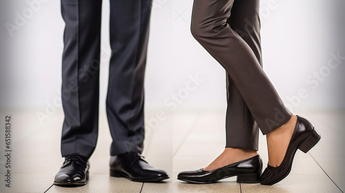 Elegance in Every Step: Female and male Legs Embracing Business Attire. Generative AI