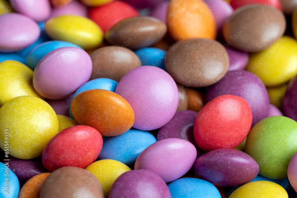 Multicolored chocolates with chocolate filling Multicolored chocolates with chocolate filling