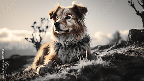 Black and white dog portrait