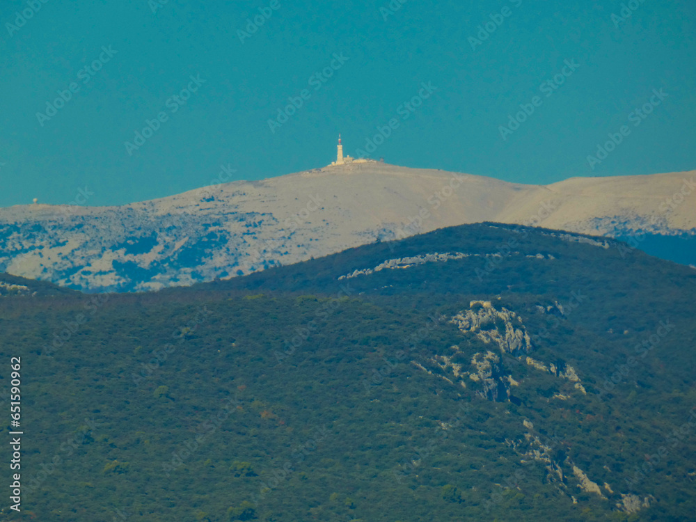 Magnificent and mythical mountain of Mont Ventoux in the Vaucluse in Provence in France - obrazy, fototapety, plakaty 
