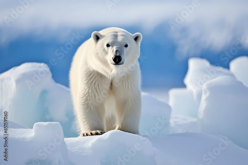 The polar bear standing on glacier, portrait shot © pics3