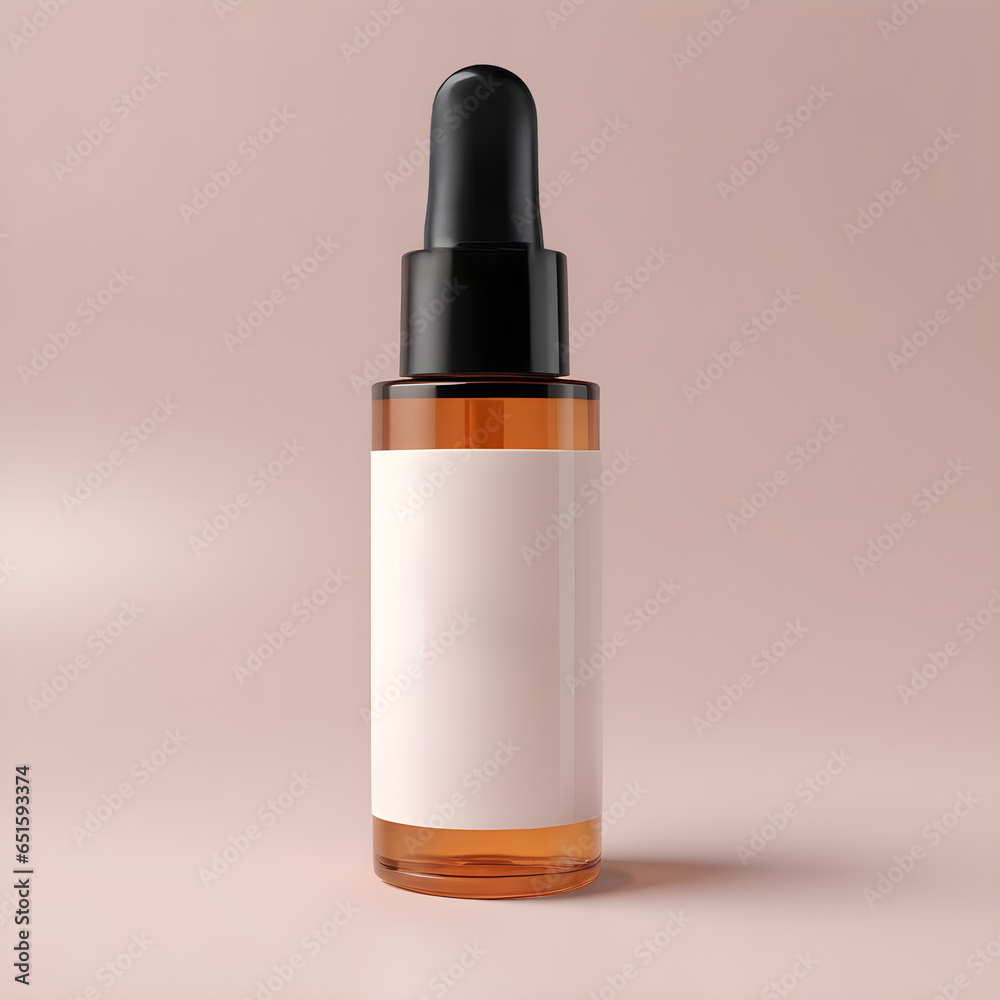 Elegant Dropper Bottle Mockup, Luxurious Cosmetic Serum Vessel Template, Ready-to-Use Beauty Product Packaging Design