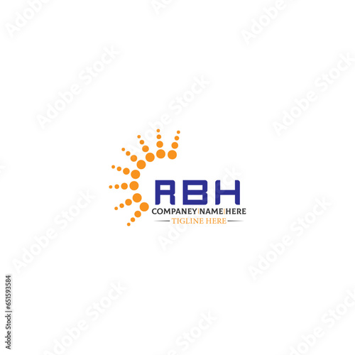 RBH letter logo design in 3 style. RBH polygon, circle, triangle, hexagon, flat and simple style with black and white color variation letter logo set in one artboard RBH logo, RBH.