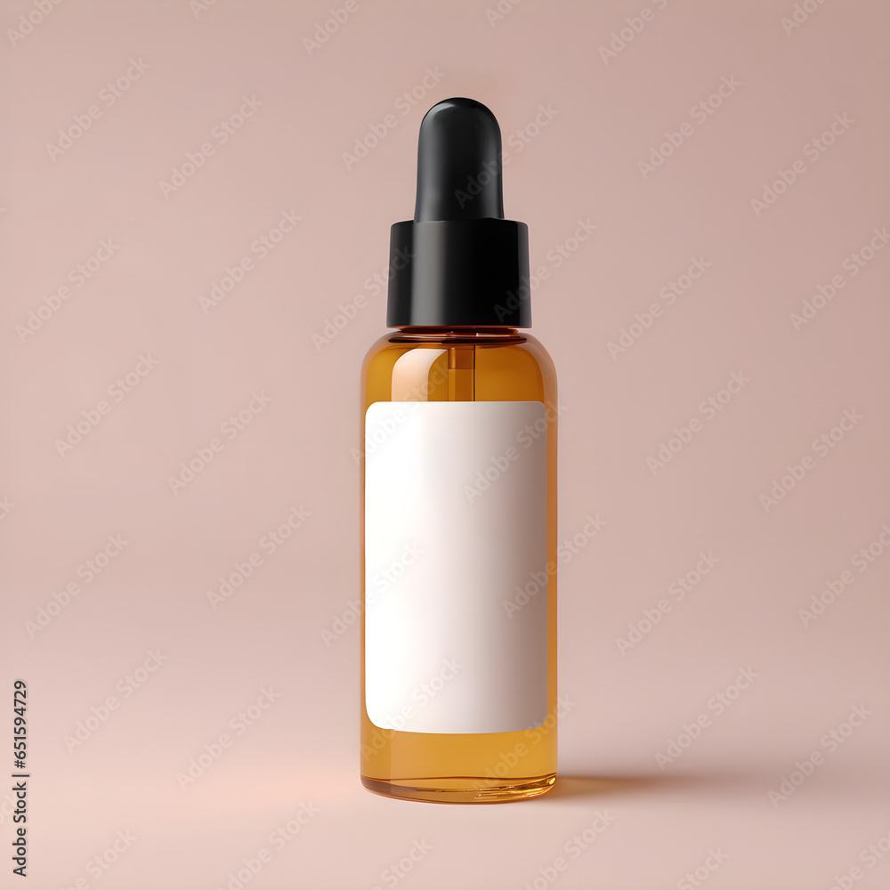 Elegant Dropper Bottle Mockup, Luxurious Cosmetic Serum Vessel Template, Ready-to-Use Beauty Product Packaging Design