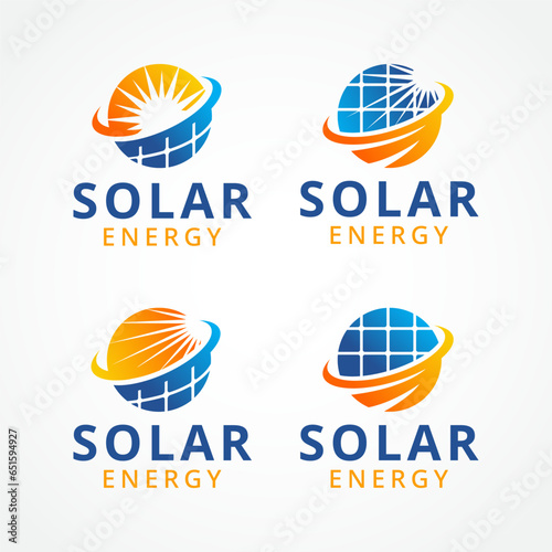 abstract solar energy logo design vector template