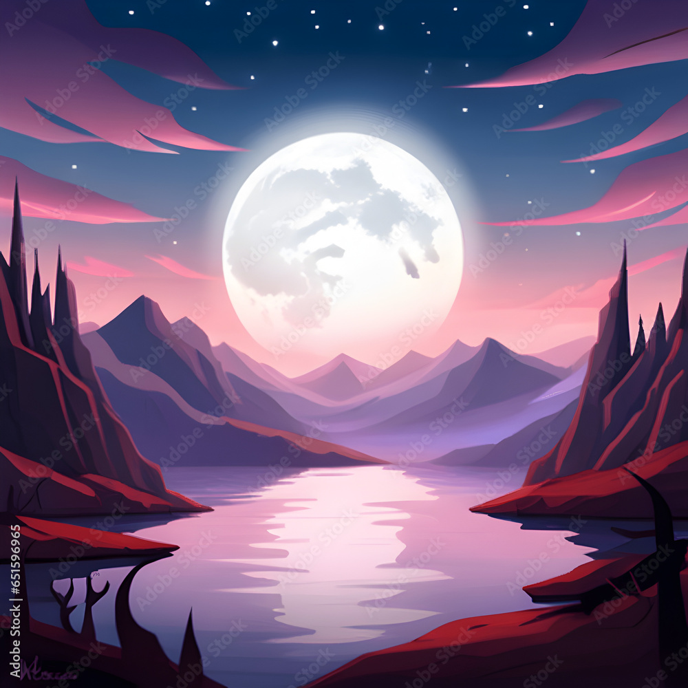 Moon over lake Moon over lake
