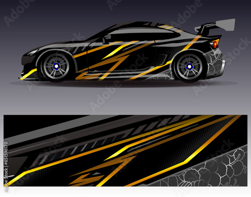 Car wrap design vector.Graphic abstract stripe racing background designs for vehicle  rally  race  adventure and car racing livery