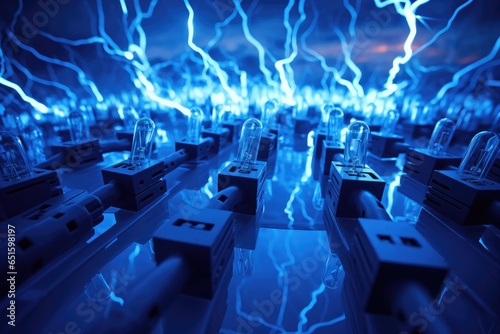blue electric on crowded cables