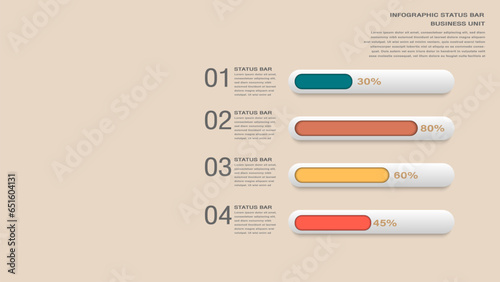 Status bar business infographic, growth diagram chart, Business progress concept with 4 options