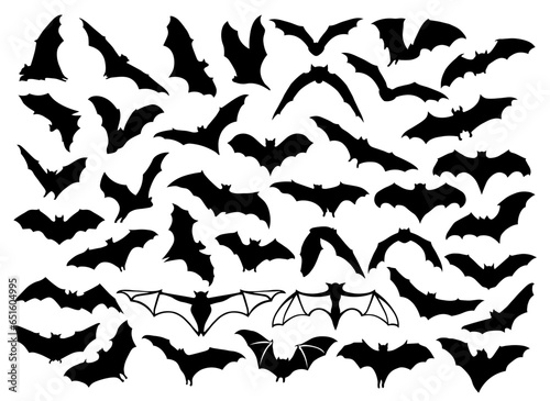 Bat silhouettes bundle SVG, Set of bats SVG, Halloween Bat SVG, Bat icon