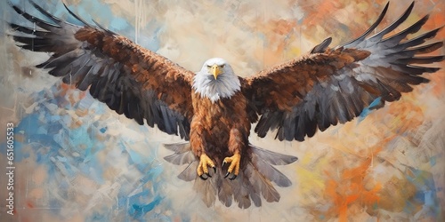 AI Generated. AI Generative. Eagle bird nature outdoor wild animal. United States freedom symbol. Can be used like poster or drawing painting decoration.