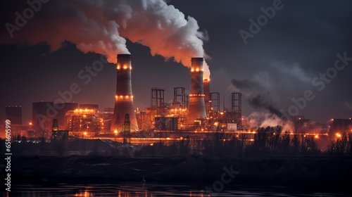coal thermal power plant in the city at night landscape