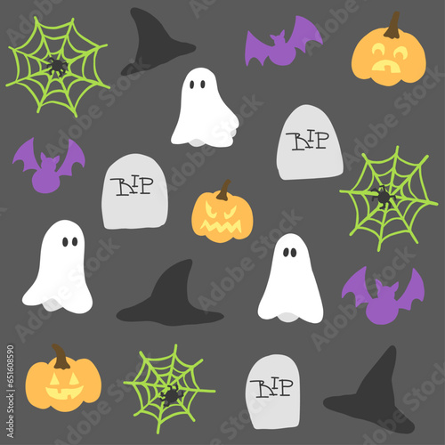 flat vector halloween illustration icons set