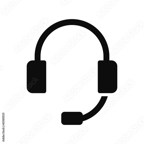 Call center assistance or telemarketing icon - Headphones with microphone (Headset) vector illustration