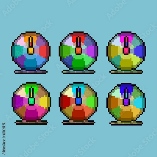 Pixel art sets of roulette spin with variation color item asset simple bits of spin roulette on pixelated style 8bits perfect for game asset or design asset element for your game design asset