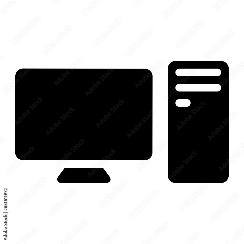 Computer technology icon symbol vector image. Illustration of the dekstop monitor display design image Computer technology icon symbol vector image. Illustration of the dekstop monitor display design image