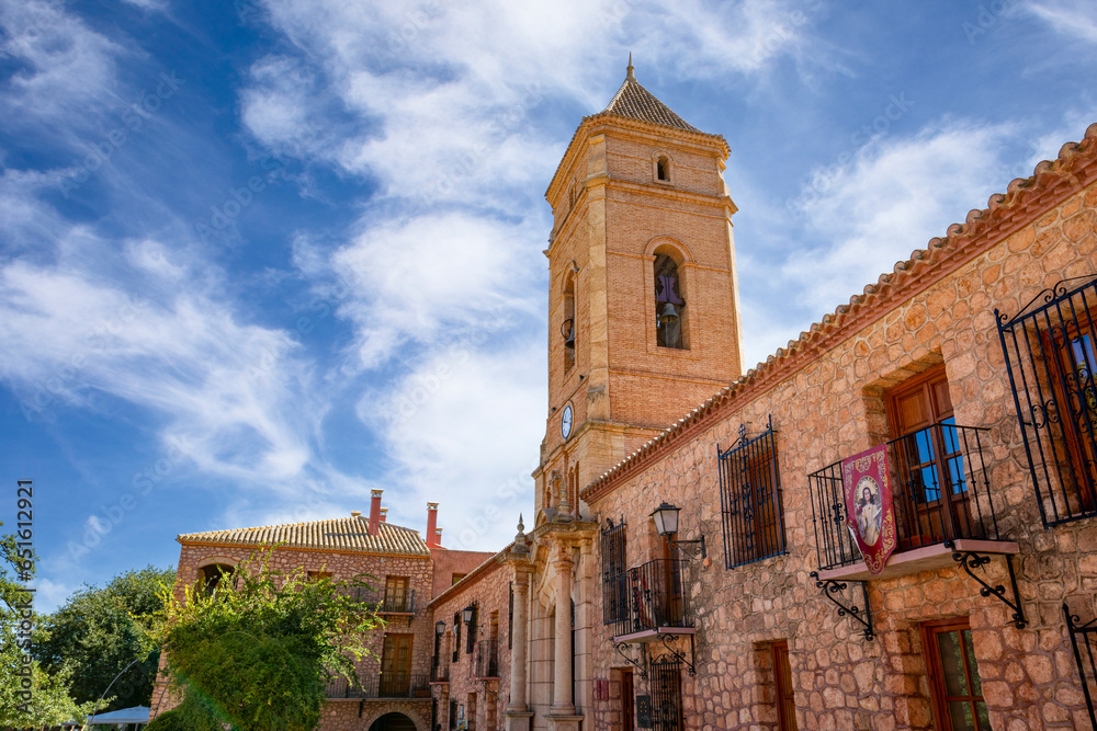 Main facade of the Sanctuary of La Santa in Totana, Region of Murcia, Spain in daylight