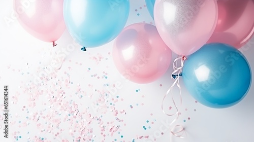 gender reveal balloons and glitter invitation for baby shower