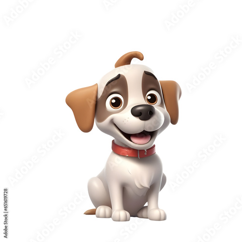 3D dog  character isolated on transparent background  Generative AI technology.