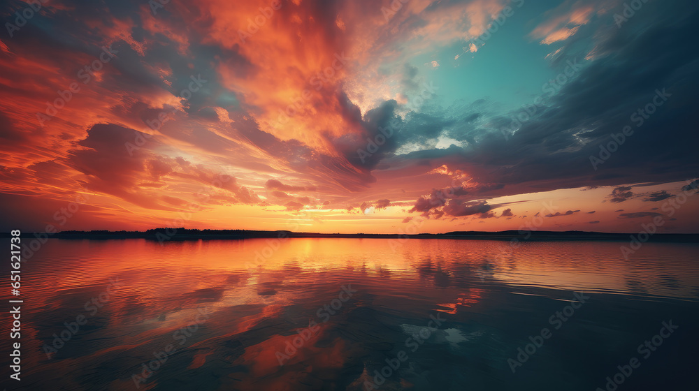 Stunningly beautiful sunset image with atmospheric clouds.