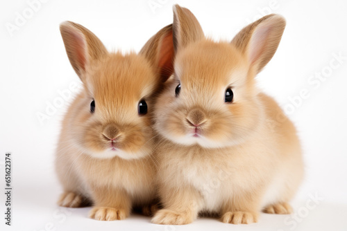 two rabbits on white background