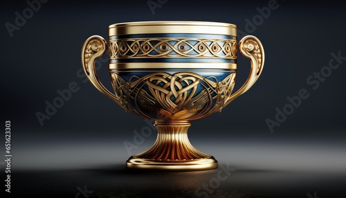 Triumphant Success: Golden Achievement and Trophy for Winning the Competition. Gleaming gold trophy showcases achievement, success, and victorious triumph.