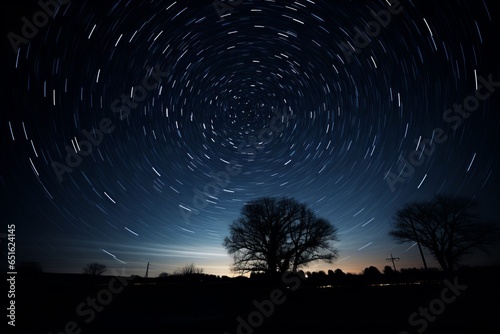 Fotografija A celestial dance of stars swirling around the steadfast North Star, illustrating the wonder of the cosmos and the passage of time