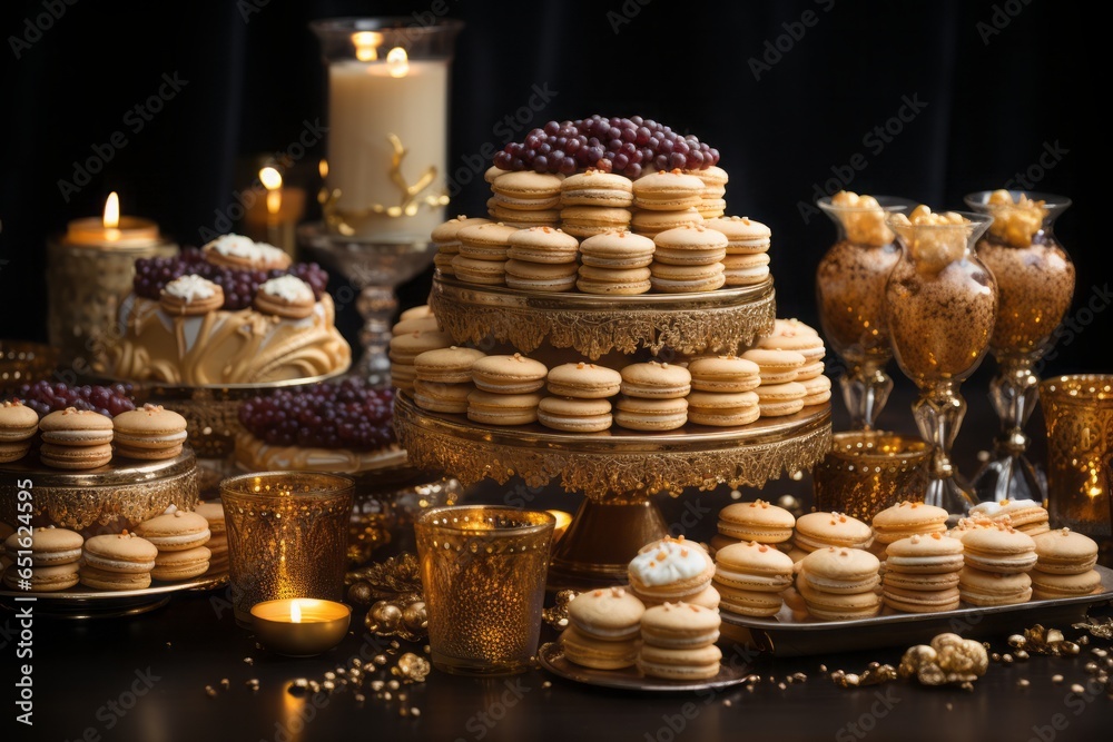 Lustrous gold elements elevate birthday party decorations and cake adornments, infusing the celebration with a touch of luxury, elegance, and timeless charm.