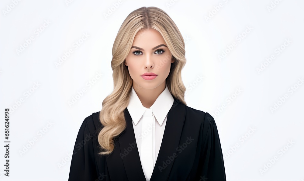 one blonde woman lawyer portrait isolated on ehite background one blonde woman lawyer portrait isolated on ehite background