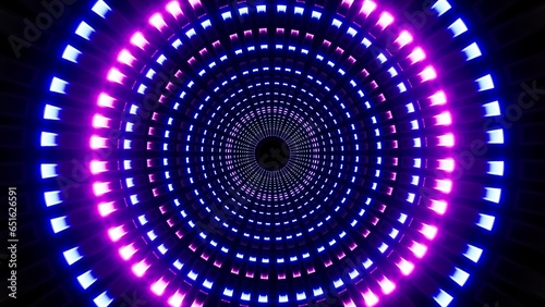 glowing purple and blue circular led lamps overlay