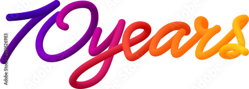10 years fluid 3d twist text made of blended colorful circles.