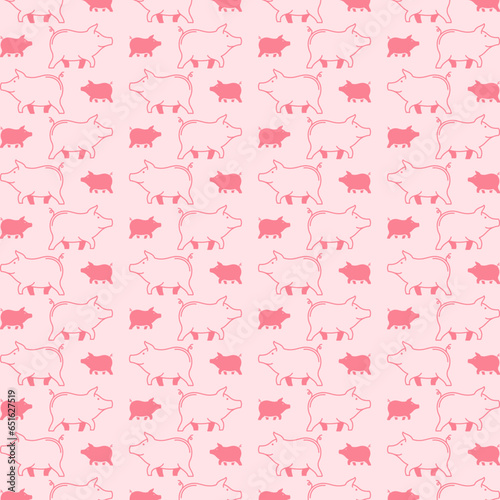 Pink Pig seamless pattern  Vector illustration of animal