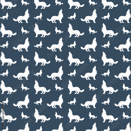 White wolf seamless pattern  Vector illustration of animal