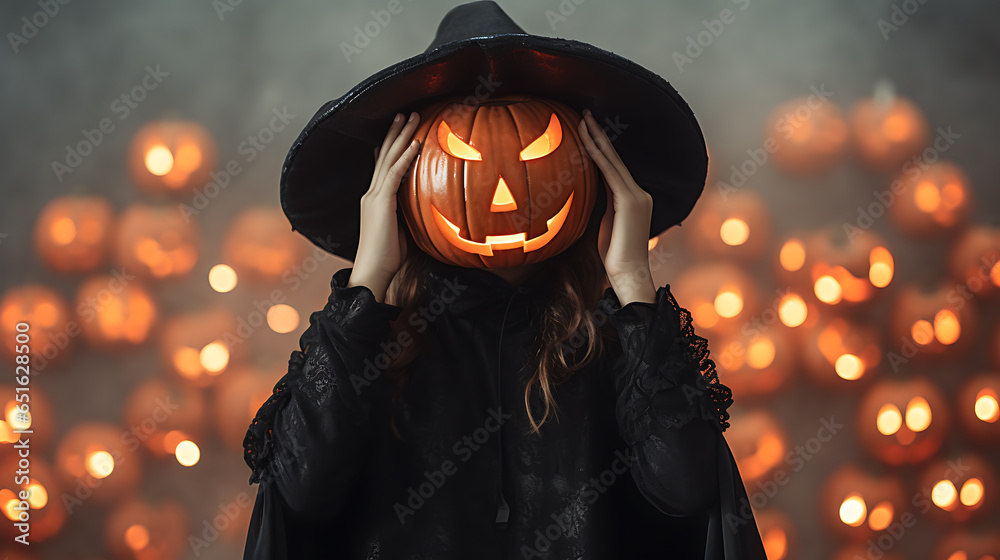 Naklejka premium Girl wear halloween costume