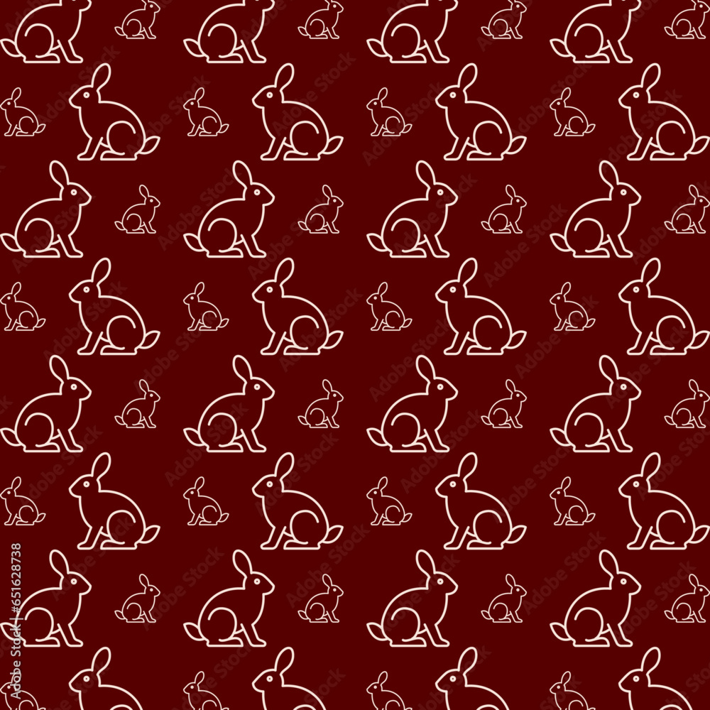 Rabbit seamless pattern, Vector illustration of animal
