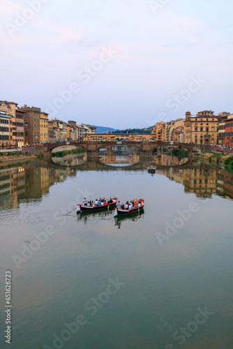 boat in the river Firenze Ponte Vecchio 