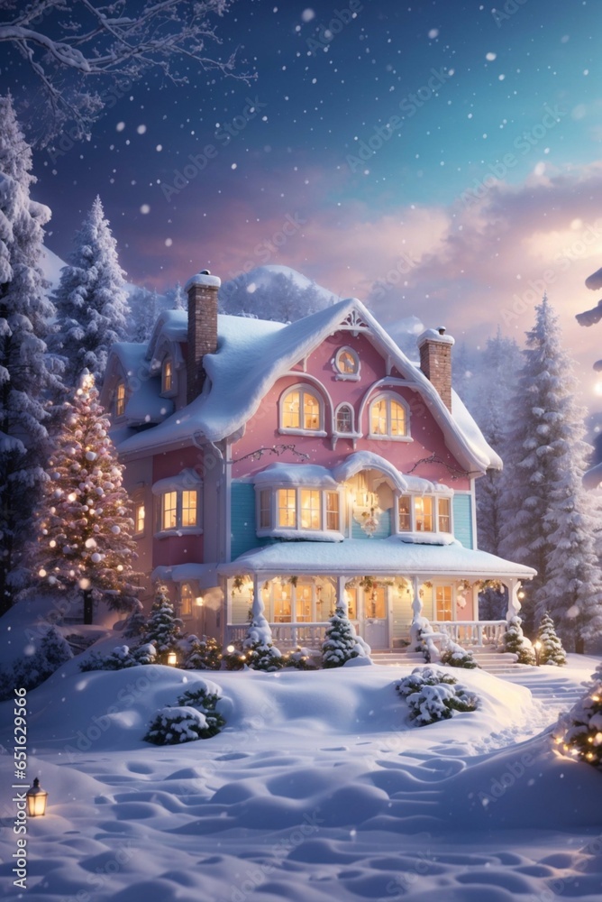 christmas house in the snow - Cute Wallpaper - house in the snow 