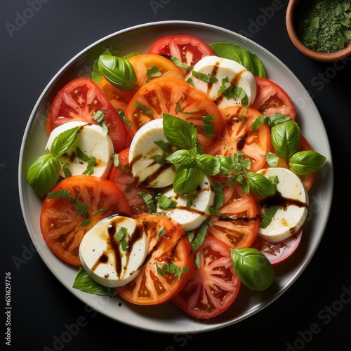 caprese salad top view isolated on white background
