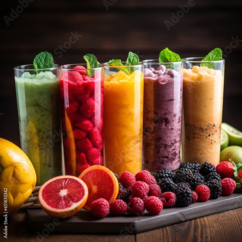 Variety of fruit smoothies